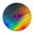 Iridescent Silicon Wafer with Microchips Isolated on White Royalty Free Stock Photo