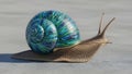 Iridescent snail shell in blue green swirl Royalty Free Stock Photo