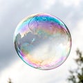 Iridescent Soap Bubble isolated on white background