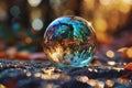 Iridescent Soap Bubble on Multicolored Background - AI Generated