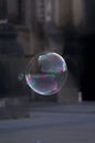 Iridescent Soap Bubble in Urban Setting