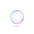 Iridescent soap transparent bubble. Realistic rainbow color bubble. Vector isolated on white