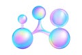 Iridescent Spheres Connected by Abstract Structure on White Background bubbles holographic Royalty Free Stock Photo