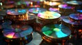 Iridescent Stack of CDs and DVDs Royalty Free Stock Photo