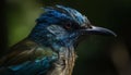 Iridescent starling perching on branch, beauty in nature colors generated by AI