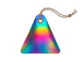 Iridescent triangle tag with string for crafting and labeling Royalty Free Stock Photo