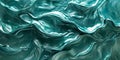 Iridescent waves of turquoise acrylic on a glassy surface