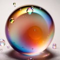 Iridiscent vibrant rainbow bubbles on white background