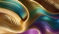 Iridiscent wave golden color 3D material background, AI generated Royalty Free Stock Photo