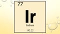 Iridium chemical element symbol on yellow bubble background