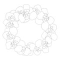 Iris Flower Outline Wreath. Vector Illustration