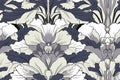 Iris flower seamless pattern. Floral seamless background. Generative AI Royalty Free Stock Photo