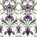 Iris flower seamless pattern. Floral seamless background. Generative AI Royalty Free Stock Photo