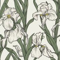 Iris flower seamless pattern. Floral seamless background. Generative AI Royalty Free Stock Photo