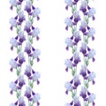 Iris flowers ornament isolated on white. Beautiful modern seamless pattern
