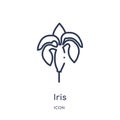 Iris icon from nature outline collection. Thin line iris icon isolated on white background