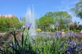 Fountain and flowers Royalty Free Stock Photo