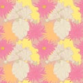 Iris and Petite Jenny flowers seamless pattern