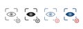 Iris Recognition for Biometric Identification Sign. Eye Scan ID Line and Silhouette Icon Set. Retina Scanner. Vision