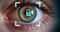 Biometric Eye Scan Security Concept with Digital Lock and Futuristic Interface Royalty Free Stock Photo