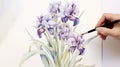 Beautiful Iris Watercolour Illustration With Yucca Tree