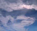 Irisation with clouds in blue sky, Rainbow in the clouds Royalty Free Stock Photo