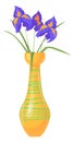 Irises bouquet. Elegant flowers vase cartoon icon