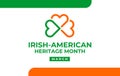 Irish-American Heritage Month vector illustration, colors Ireland flag. Abstract trend logo for banner, poster, card and social