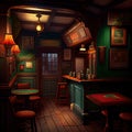 Irish Bar, Old Pub, Ireland Tourist Place, Vintage Europe Restaurant, Abstract Generative Ai Illustration