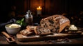 An Irish barmbrack within a rustic setting