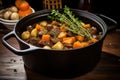 irish beef stew served in a metal pot