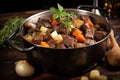 irish beef stew served in a metal pot