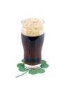 Irish beer on four leafs clover