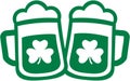 Irish beer mugs with shamrock