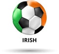 Irish card with soccer ball in colors of national flag.