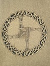 Irish Celtic Circle Pattern on a Cross Statue.