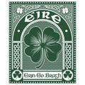 Irish Celtic design, Celtic-style clover and slogan Erin Go Bragh, illustration on the theme of St. Patricks day