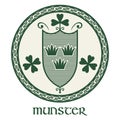 Irish Celtic design in vintage, retro style. Irish design with coat of arms of the province of Munster