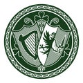 Irish Celtic design in vintage, retro style. Irish design with coat of arms of the provinces Connacht and Leinster