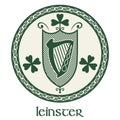 Irish Celtic design in vintage, retro style. Irish design with coat of arms of the province of Leinster