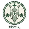 Irish Celtic design in vintage, retro style. Irish design with coat of arms of the province of Ulster