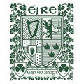 Irish Celtic design in vintage, retro style. Irish design with coat of arms of the provinces Connacht, Leinster, Munster