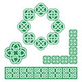 Irish Celtic green design - patterns, knots and braids