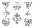 Irish celtic knots. Slavic mystic knot emblems, linear vector gaelic pagan circle destiny and trefoil unity symbols