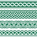 Irish Celtic vector seamless vector braided design set with hearts and knots, perfect for greeting cards, St Patrick`s Day celebra Royalty Free Stock Photo