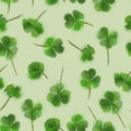 St. Patricks day Seamless background with Shamrock on Lime.