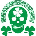 Irish coat of arms with skull and clover