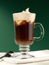 Irish Coffee Cocktail on green Background