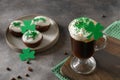 Irish coffee and cupcakes for St Patricks Day.
