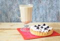 Tiramisu cake and irish coffee on a white plate. White background. Royalty Free Stock Photo